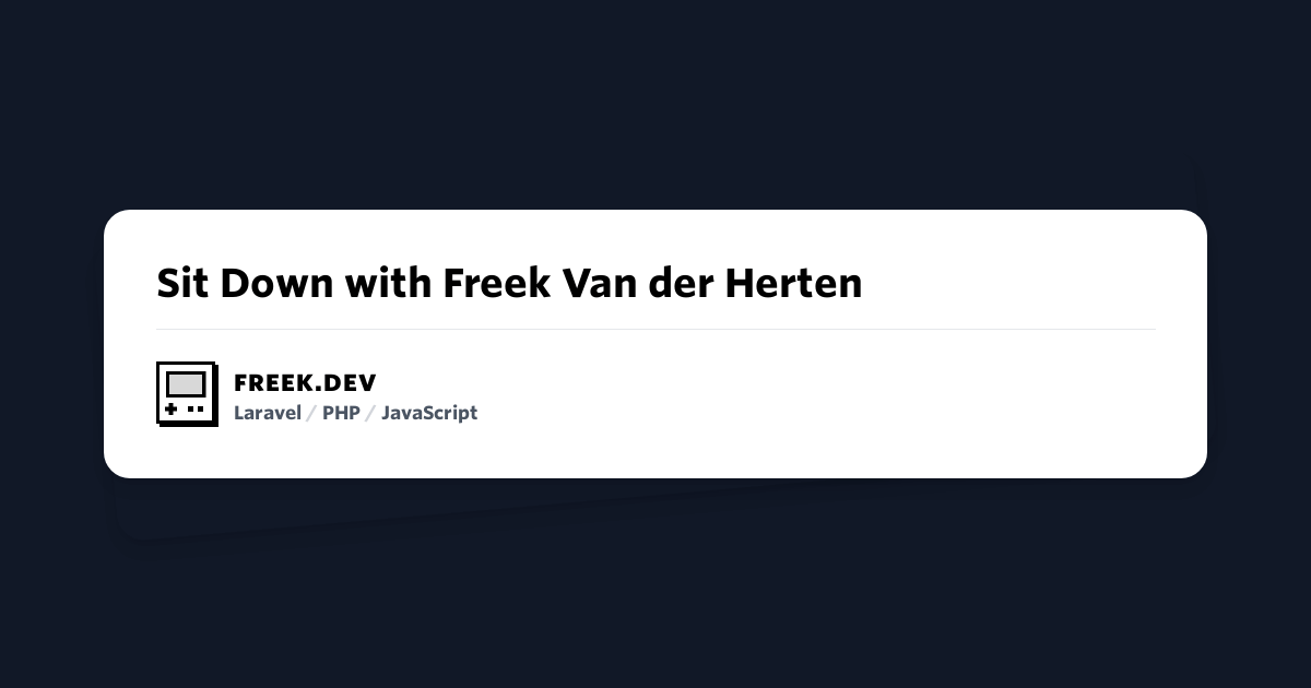 Sit Down with Freek Van der Herten