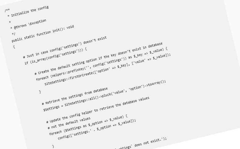 Laravel: Store Settings in Database with Defaults in the config file