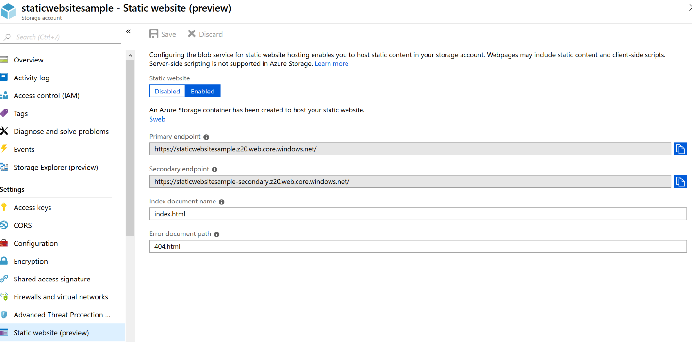 Static websites on Azure Storage now generally available