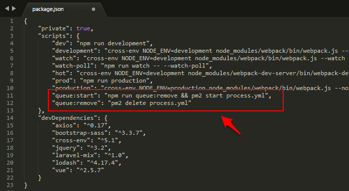 Laravel Queue using Nodejs PM2