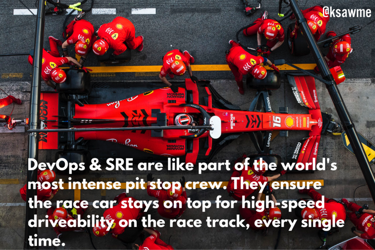 DevOps & SRE are like part of the world’s most intense pit stop crew.
