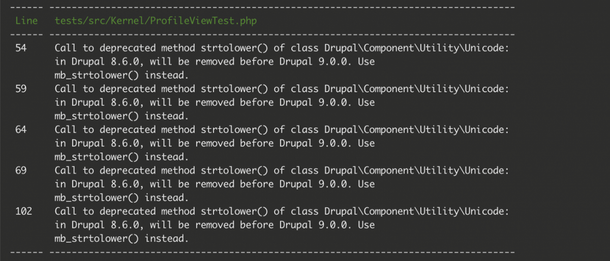 Deprecation message support for PHPStan