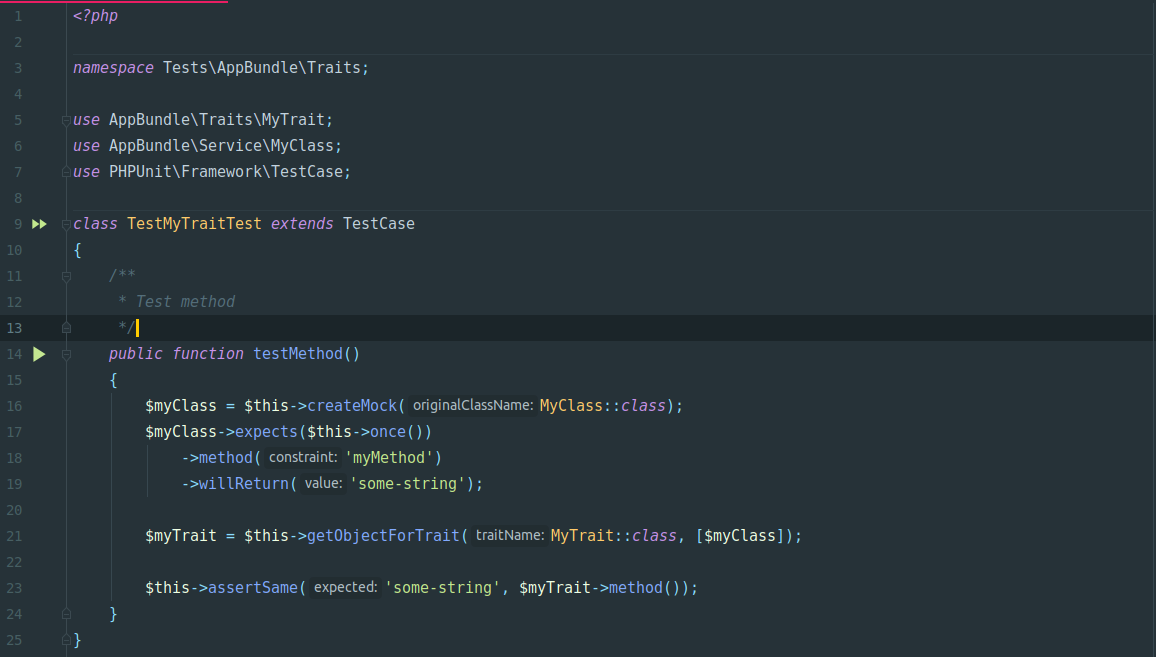 Testing traits that declare a constructor with dependencies
