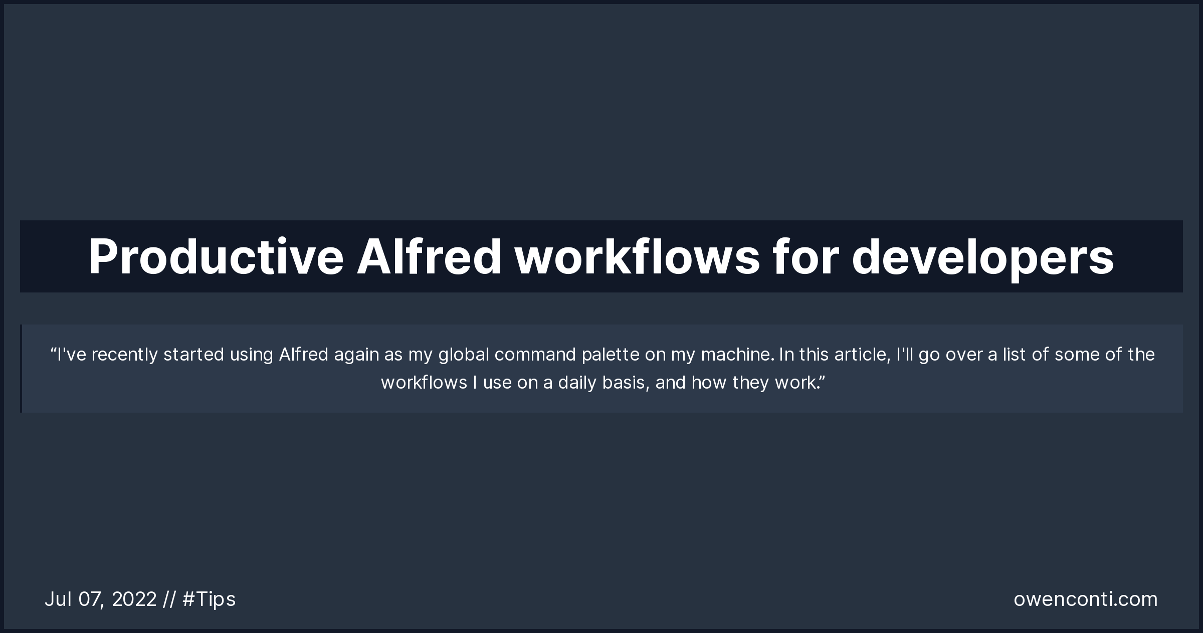 Productive Alfred workflows for developers