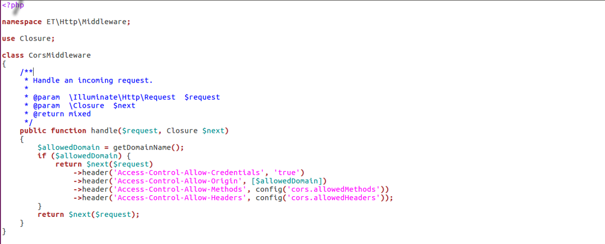 Creating middleware for multiple cross domain access in laravel.