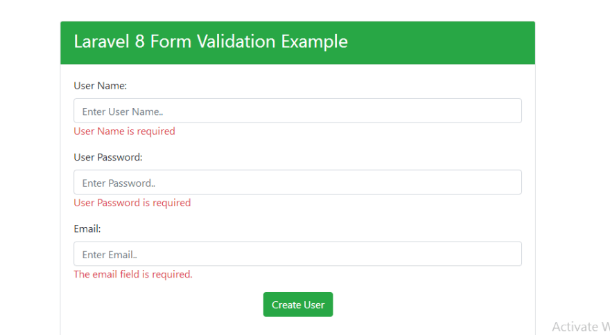 Laravel 8.0 Form Validation Example
