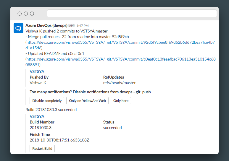 Azure DevOps Actions, Commands and Notifications now on Slack!