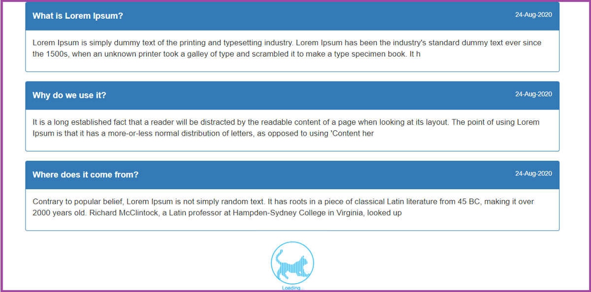 Load Dynamic Data on Page Scroll using jquery AJAX in PHP MYSQL